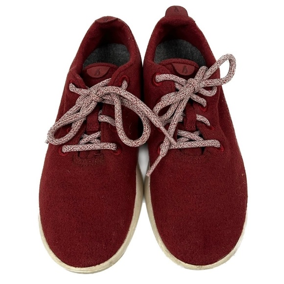 Allbirds Burgundy Red Merino Wool Runners Tuke Jo Shoes - Size 8 - Picture 7 of 10